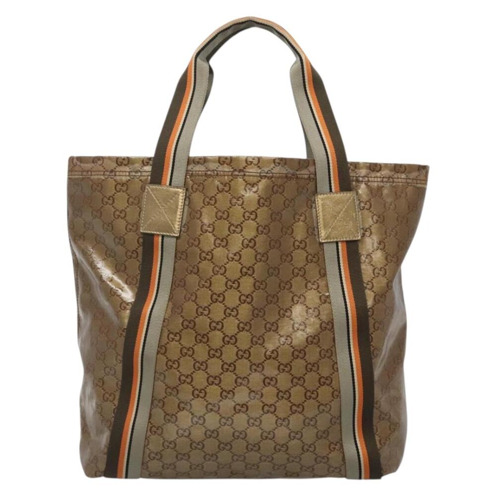 GUCCI GG Crystal Sherry Line Tote Bag Coated Canvas Brown - Picture 3 of 16